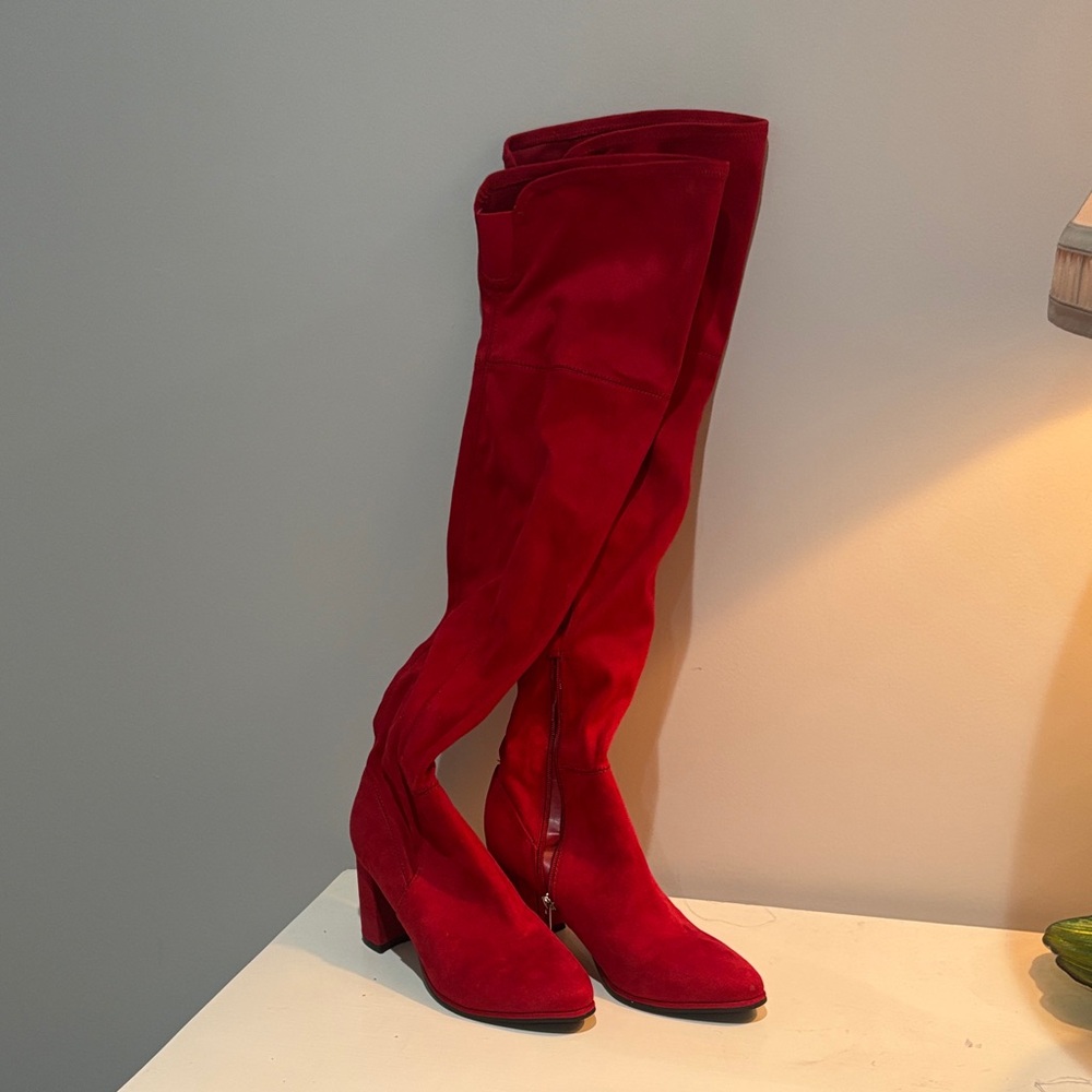 Marc Fisher Vibrant Red Over-the-Knee Boots - Picture 3 of 4